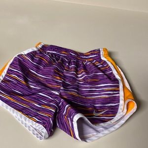 Girls Nike dri fit running shorts lined size 4 XS purple orange stripe